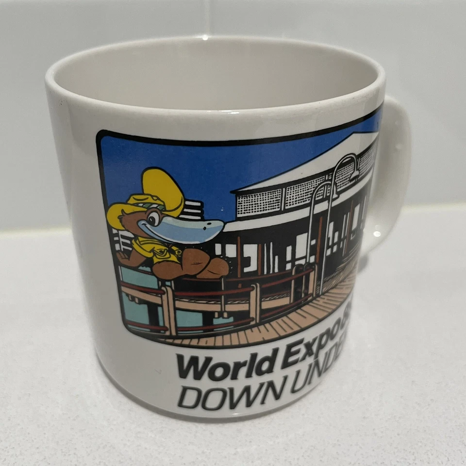 Taza de café Down Under World Expo 88 Brisbane Crystal Craft Australia coleccionable Foto 2 de 4
