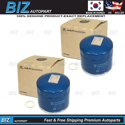 #ad ⭐GENUINE⭐2PACK Oil Filters amp; Washers for Genesis Hyundai Kia 26300 35505 $17.05