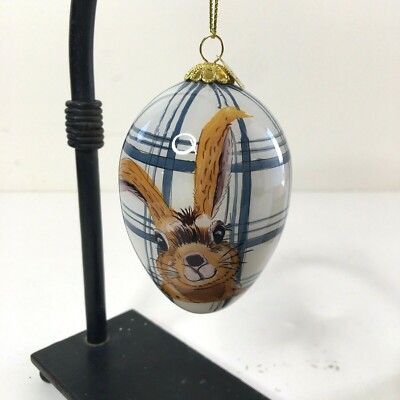 PIER 1 IMPORTS Li Bien Easter Henry Blue Bunny Rabbit Egg Glass Ornament 2020