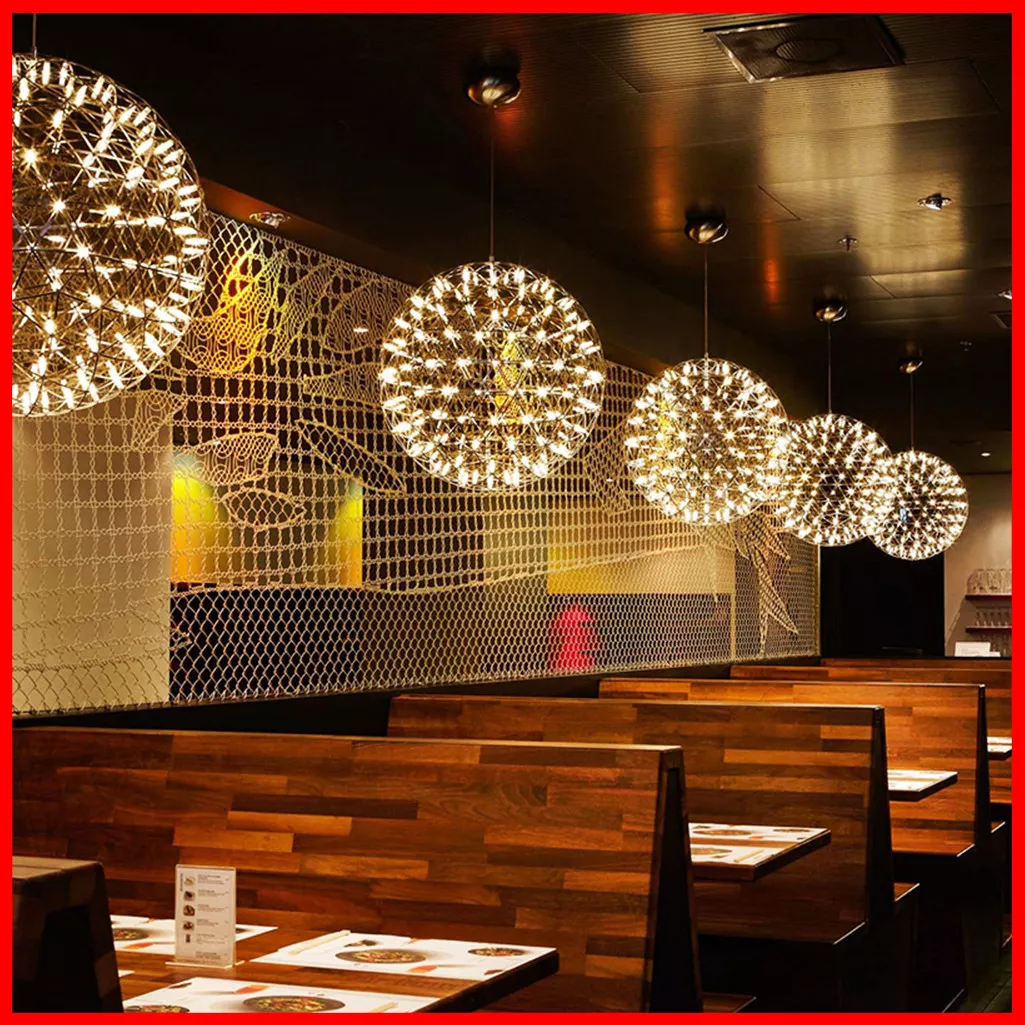 Stainless Steel Frame Round Ball Chandelier Ceiling Pendant Light