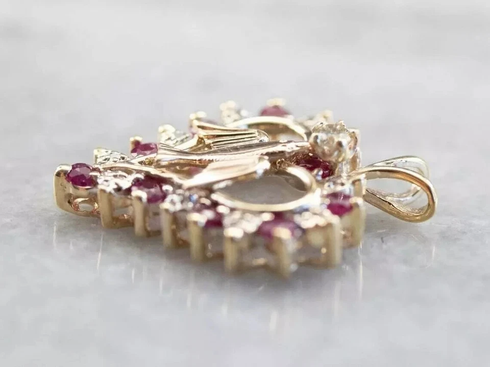 2 Ct Round Cut Red Ruby Lab-Created Bird Heart Pendant In 14K Yellow Gold Plated - Image 4 of 4