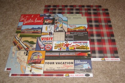Carta Bella 12x12 Double Sided Scrapbook Papers(4) ~ All Aboard Journaling Cards