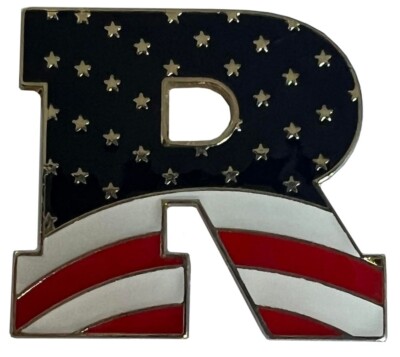 Pack of 50 USA Flag Letter ''R'' Motorcycle Hat Cap Lapel Pin