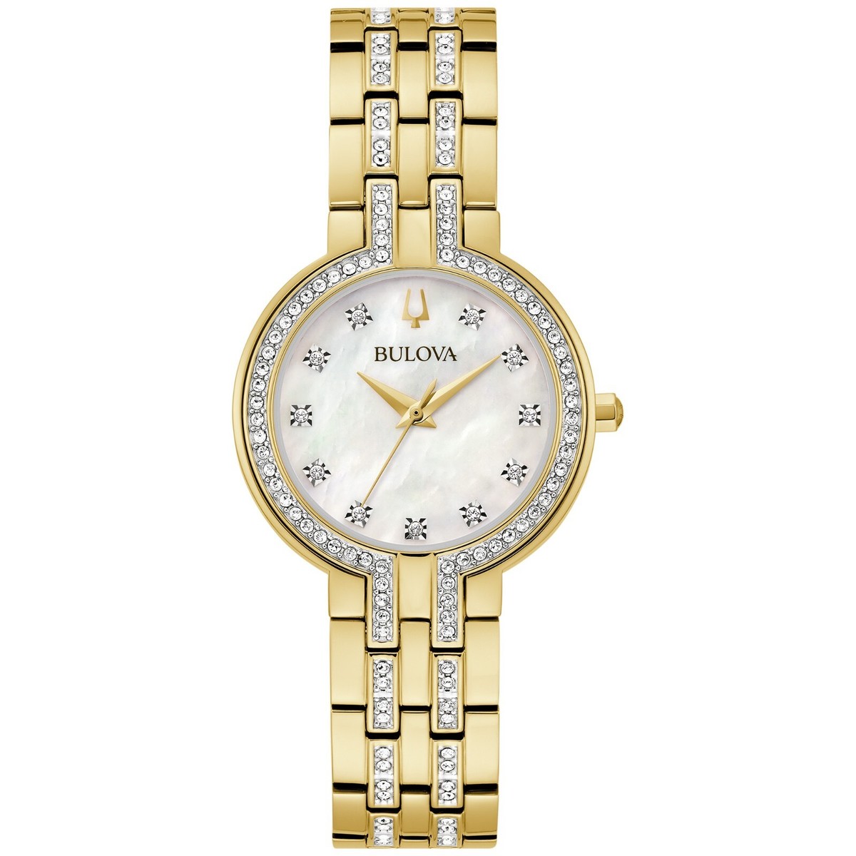 Bulova Women's Crystal Quartz Gemmed Gold Stainless Steel Watch 30