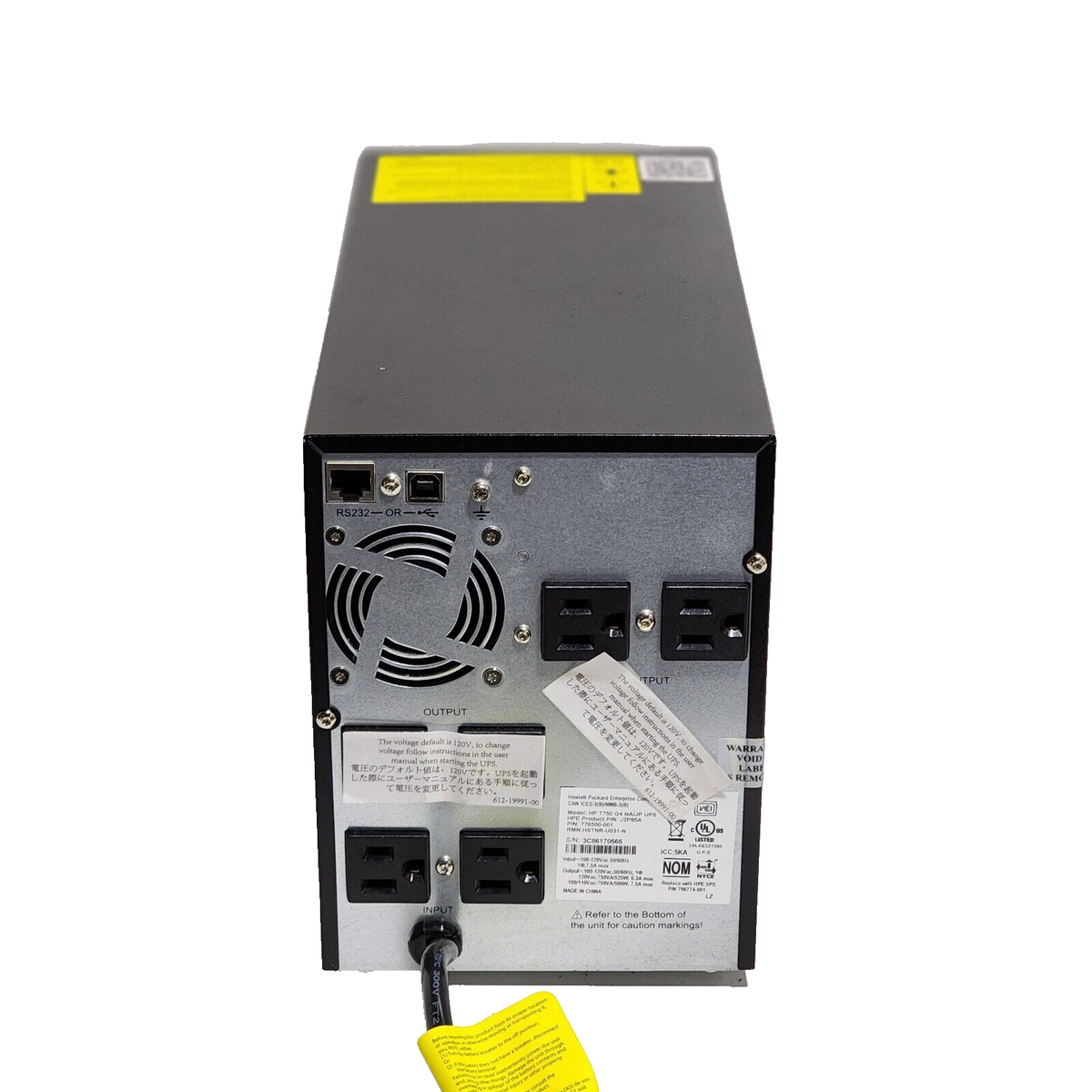 メーカーHewlett-Packard商品名HP UPS T750 G4 HP T750 G4 J2P85A UPS 500w 120V 776500-001 Tower Power