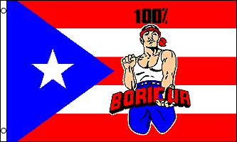BANDIERA PORTO RICO 100% BORICUA 3' x 5' - PORTO RICANO - PORTO RICO BANDIERE 90x150 - Foto 1 di 2
