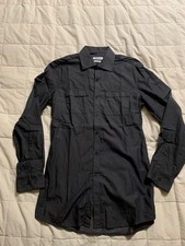 DKNY Dress Shirt Men's 14.5 32/33 Black Slim Fit Long Sleeve Button Up