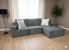 WPHOME YY16-19 Dark Grey Modern L-shaped Convertible Sofa Bed with chaise lounge