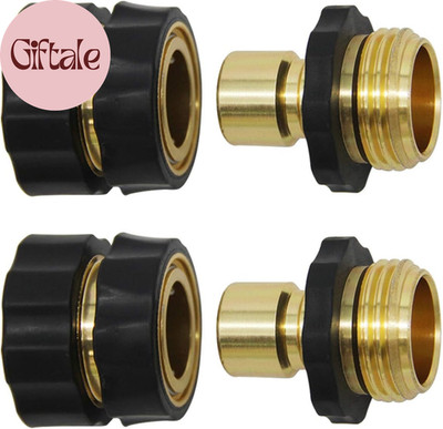 3/4 Inch Garden Hose Fitting Quick Connector Male and Female Set with Extra Rubb