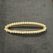 Vintage Faux Pearl Hair Clip Gold Tone