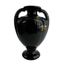 Haeger Art Deco Neo-Classic Small Black Vase 8.25" Twist Table Shelf Decor