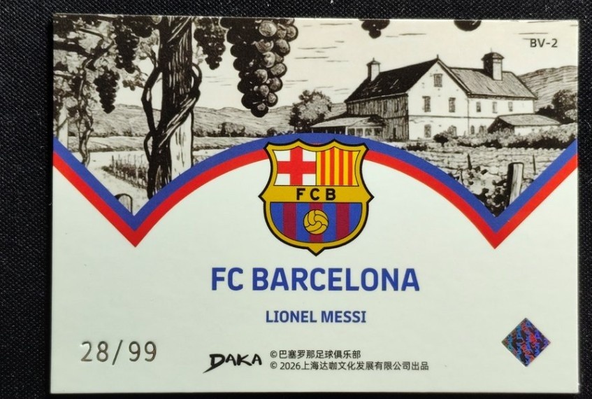 Lionel Messi 2026 Daka Fc Barcelona Blaugrana Vintage Red /99 #BV-2 view 2