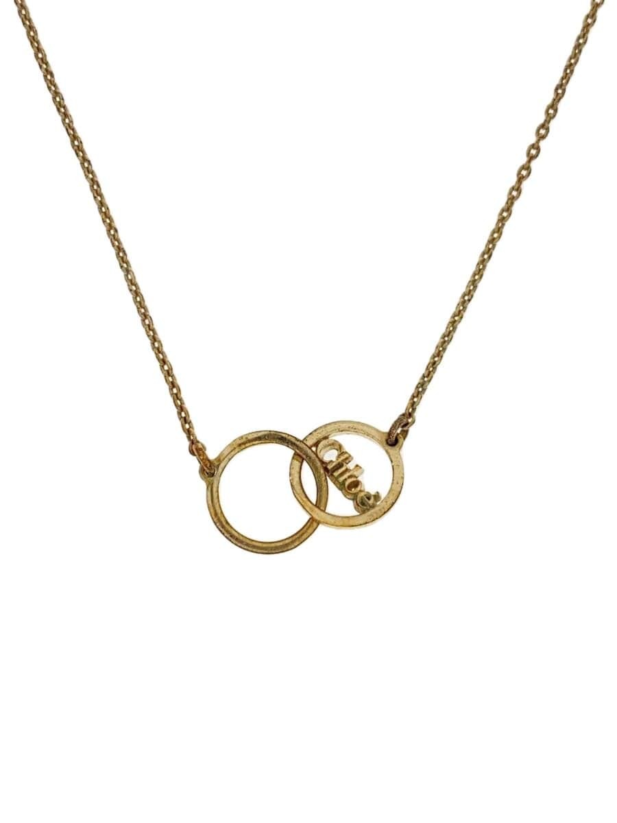 Chloe Twin Ring Necklace in Gold Tone for Women with Discolored Finish