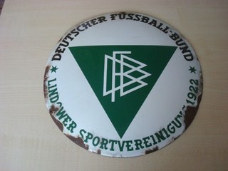 Emaille Schild Lindower Sportvereinigung 1922 DFB Deutscher Fußballbund