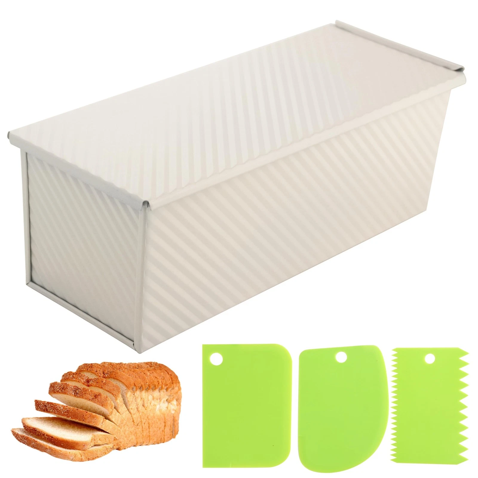 Spmarkt Premium Beige 13-inch Pullman Loaf Pan with Lid, 2.2 lb Sandwich Loaf...
