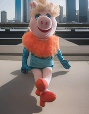 Jim Henson Muppets Plush Miss Piggy Stuffed Animal Doll Nanco Orange Blue 10"