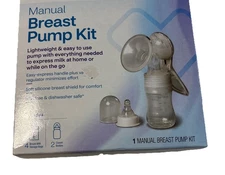 Health Manual Breast Pump Kit 4 Breast Milk Storage Bags + 2 Bottles New