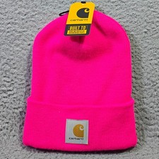 Carhartt Beanie Hat Cap Mens ONE SIZE Pink Outdoors Work Wear Knit Winter NWT