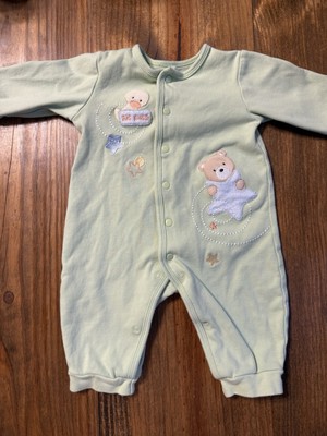 Bright Future Baby Pajamas One Piece Green Size 6-9 Months Bear Duck Star 