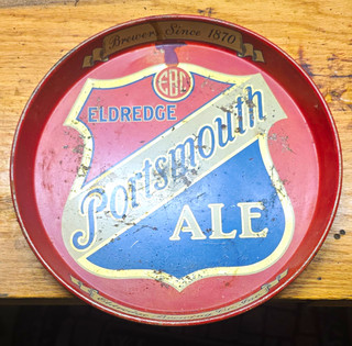 Portsmouth Ale Eldredge Brewery Round Metal Beer Tray Brewers Since 1870