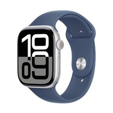 Image of Apple Watch Series 10 GPS 42mm Silver Aluminium Case Denim Sports Band (S/M)