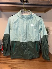 Girls REI Rain Jacket Full Zip Hooded Blue Sz M 10-12 Winter Zipper Pockets