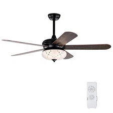 Topbuy 52" Retro Ceiling Fan w/ Remote Control 3 Wind Speeds & 5 Reversible