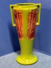 Red Wing Stoneware Green c.1930 Trees Vintage Art Deco Pottery Handles Vase