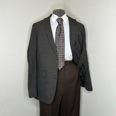 Mens 42S Blazer Brown Plaid 2 Button XL 46'' Casual Sport Coat Suit Jacket Apt 9