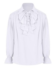Bbalizko Mens Pirate Shirt Ruffle Victorian Renaissance Steampunk Vampire Poet S