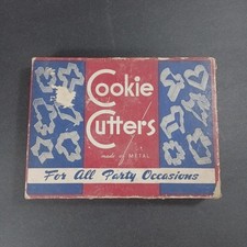  Vintage 1940s Metal Cookie Cutters 12 Pc Set Original Box All Occasions