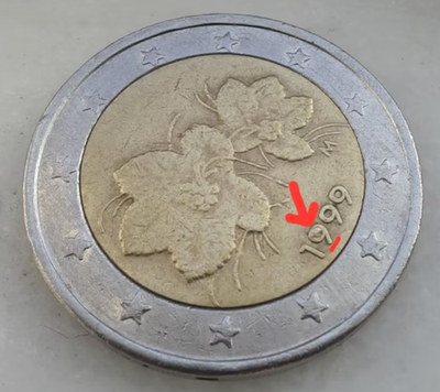 #ad 2 euro error 1999 finland RARE $150.00