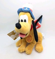Vtg The Disney Store July 4th Pluto USA Patriotic Mini Bean Bag Plush 8" NWT