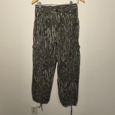 RARE 90s Realtree Waterfowl Leaf Floral Camo Cargo Utility Pants sz 2/4 Green