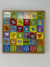 Wooden ABC Numbers To 10 Puzzle Set Magnetic Black Board Flip Side