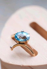 14-KARÄTIGER Goldring mit Topas und Diamanten In 585 Gold