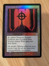MtG *FOIL* *Signed* Tormod's Crypt (Timeshifted), German, Moderately Played