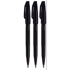 Fibre Tip Marker Pens Fineliner 3 Pack Black Ink 2mm Nib 1mm Line Width Original