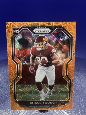 2021 CHASE YOUNG ORANGE LAZER PRIZM RC ROOKIE 49ERS #383  