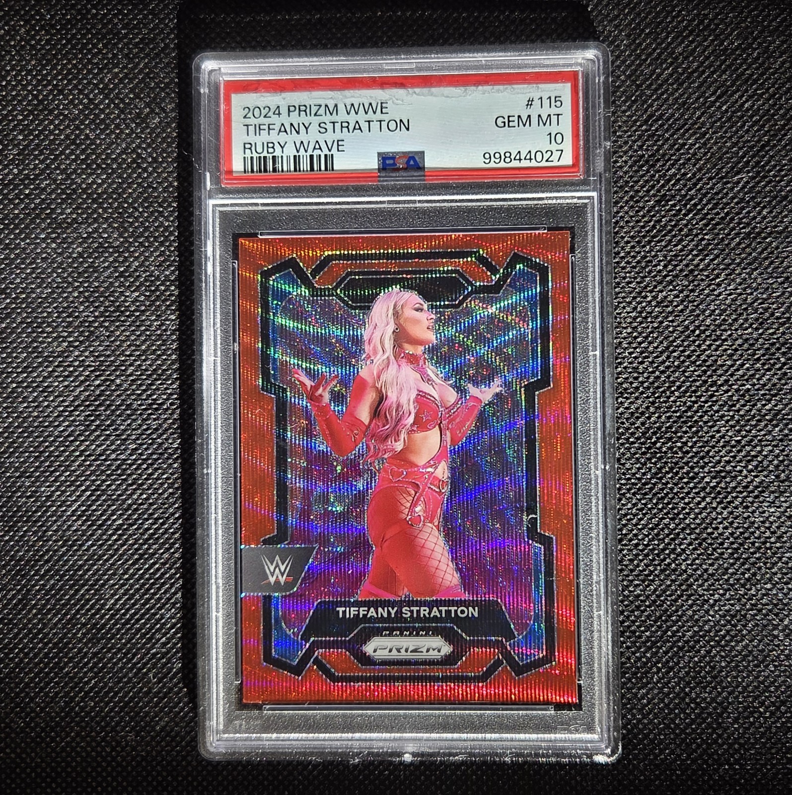 ​2024 Panini Prizm WWE Tiffany Stratton RUBY WAVE #115 PSA 10 GEM MINT