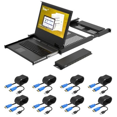 17.3'' LCD KVM Konsole HDMI 8 Port, Rackmount KVM Switch Fit 1U 19 Zoll Rack,...