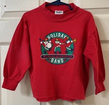 Vintage OshKosh B Gosh Toddler 3T L/S Red Shirt HOLIDAY BAND Crew Neck READ