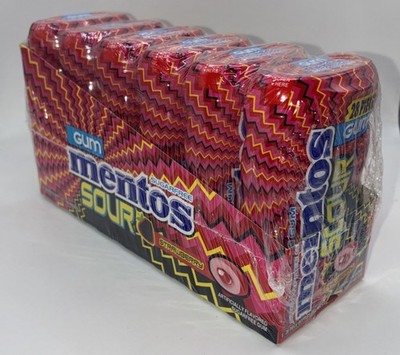 Mentos SOUR Sugar-Free Gum, Sour Strawberry 28 pcs 6 Bottles Collectible 06/2025