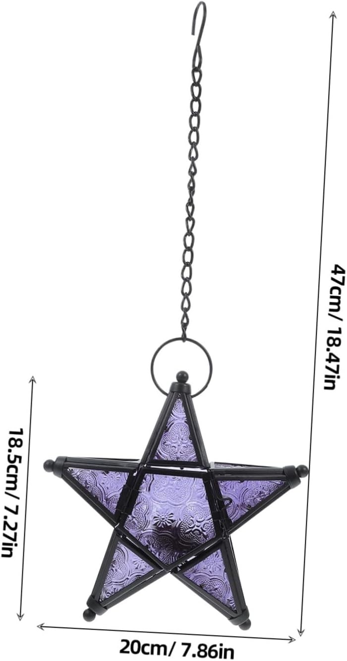 Purple Star Hanging Candle Holder for Christmas Table Decor Holiday Gifts