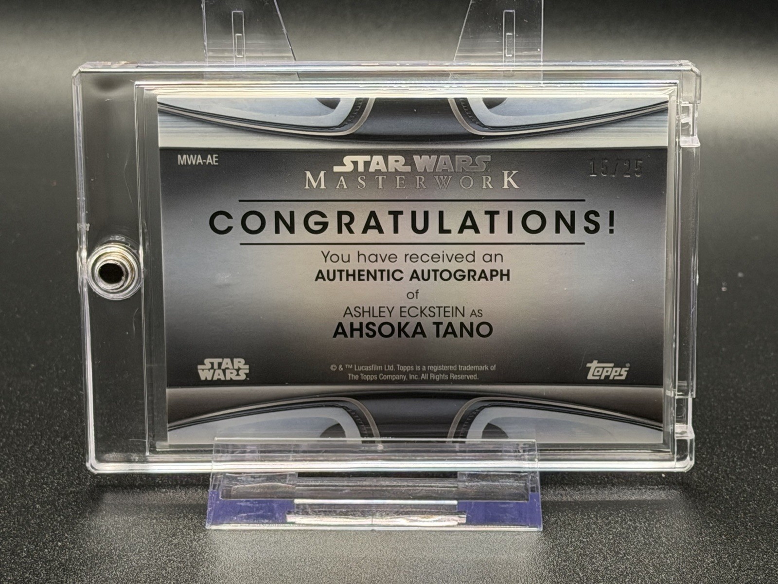 Ahsoka Tano Topps Star Wars Masterwork Auto Canvas Ashley Eckstein #/25 view 2