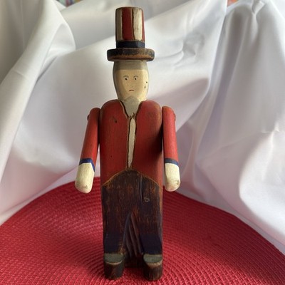 Celebrate USA 250 Uncle Sam Wood Carved Folk Art Signed Wolf Creek Vtg 10 1/2''