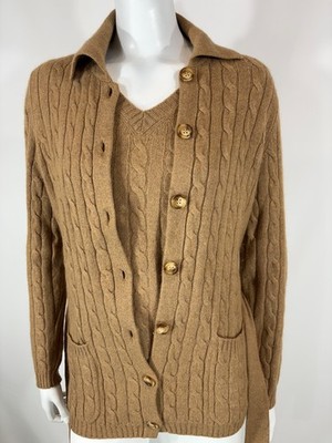 MAX MARA Set Women's MEDIUM 2 Piece Cardigan & Waistcoat Cable Knitted