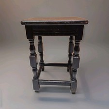 Vintage Oak Small Side Table Or Planter Holder Heavy Dark Brown