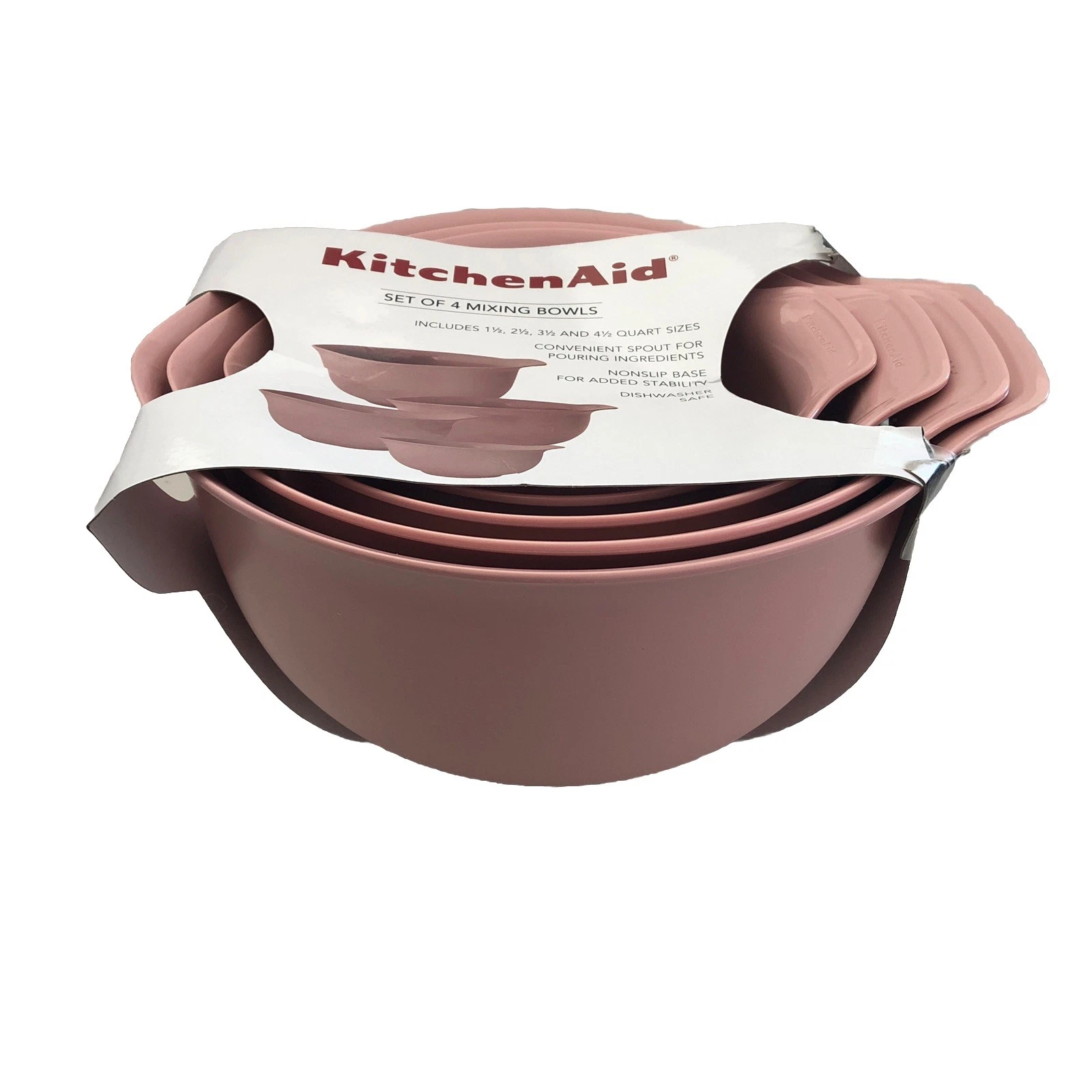 New KitchenAid Dried Rose Pink HDRA Set 4 Mixing Bowls 1.5, 2.5, 3.5, 4.5 Quart
Opens in a new windo