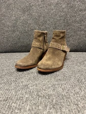 Sofft Allen Women's Swede Ankle Boots 7.5 Brown Studded Western Buckle Riveted